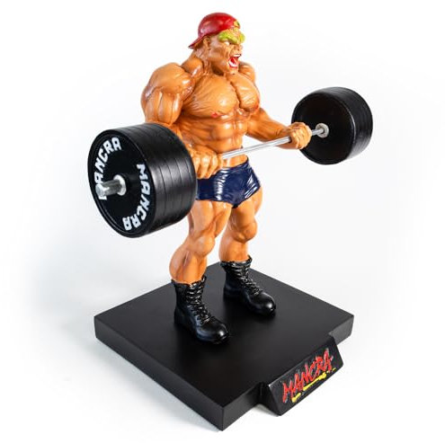 MANCRA Figura decorativa per bodybuilding - Uomo muscoloso che allena i bicipiti in palestra, realizzati in resina, perfetti per gli amanti del fitness e del bodybuilding per gli appassionati di