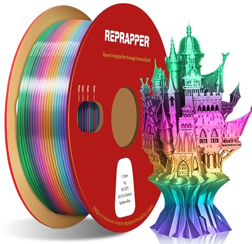 RepRapper Blue Rainbow PLA Filament, Shiny Multicolor Silk PLA 1.75 mm Filament (+-0.03 mm), Sparkle Fast Change Multi-color1 kg 3D Printer Filament for 3D Printer