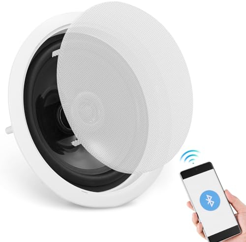 VEVOR Haut-Parleur de Plafond Bluetooth, 16,5 cm 6,5'', système Haut-Parleur encastré au Plafond Mural, 150 W, 8 Ω, 89 DB, pour Maison, Cuisine, Salon, Chambre à Coucher, porches extérieurs Couverts