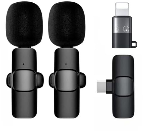 Mini-Lavalier-Mikrofon-Set,kabellos, Ansteckmikrofon für/Handy/PC/iPad,ideal für Videoaufnahmen,Podcast,Vlogging,YouTube,TikTok,Content Creators,Interviewer,Pädagogen(nur für iOS)