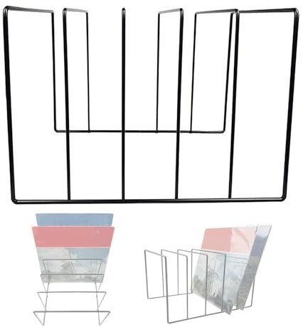 Support de Bureau en Métal - Rangement en Fer Noir pour Disques Vinyles, Livres, Factures, Courriers et Trieur de Documents