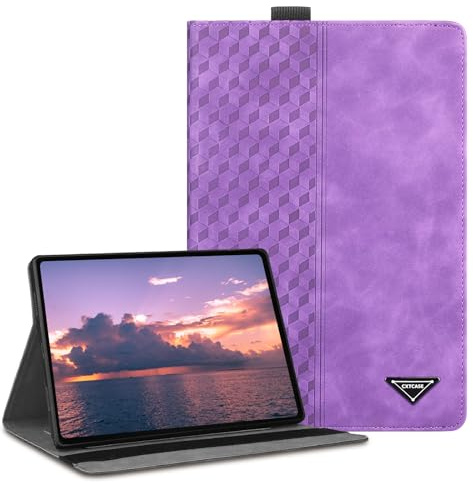 CXTCASE Hülle für Huawei MediaPad M5 lite 10.1 Zoll 2018, Multi-Winkel Folio Flip PU Lederhülle Smart Cover Case Schutzhülle für Huawei MediaPad M5 lite 10, Violett