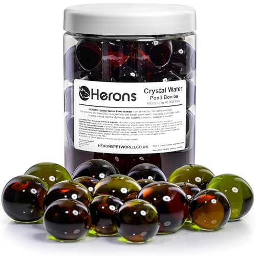 HERONS Crystal Water Pond Bombs - Natural Treatment for Clear Water, Live Bacteria, for Waste Breakdown, Nitrogen Cycle Booster, Treats 40,000 Litres