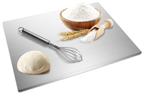 Gugxiom Tabla de cortar, tabla de cortar de acero inoxidable, borde borde en forma de L, tablas de cortar para queso, carne, verduras, productos horneados y pasteles