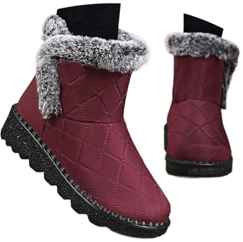 Tacchi Donna Stivaletti Impermeabili Scarponcini da Scarpe Trekking Flamenco Neve Rosso 40