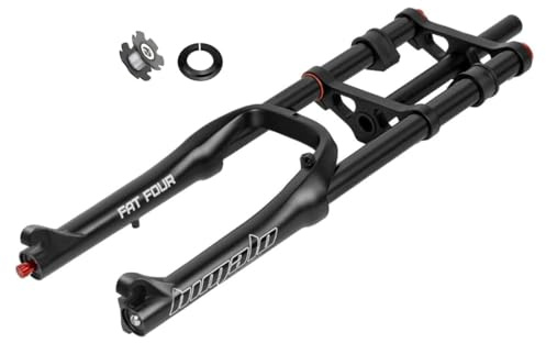 20 Tums 4.0 Fat Bike Gaffel Travel 120mm Luftfjädring Gaffel Rebound Justerbar 1-1/8 Rak Elcykel Framgaffel Skivbroms QR 9x135mm Manuellt Lås(Black)