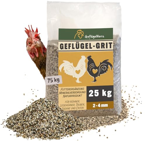 Petigi GeflügelHerz 75 kg Gravier pour volailles, Gravier de gésier, Gravier minéral, Pierre à picorer, Complément Alimentaire, Gravier de Quartz 2-4 mm