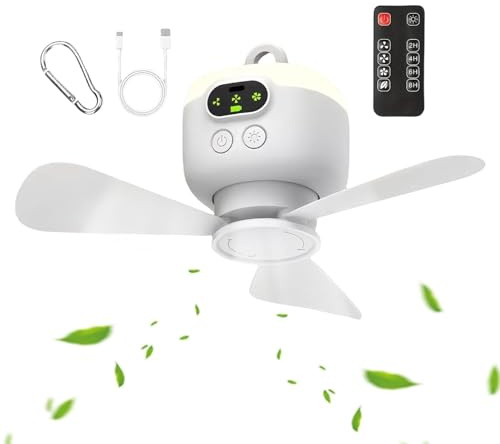 Ventilador De Techo Con Batería | Ventilador De Techo Para Autocaravanas Con Mando A Distancia Inalámbrico | Soplador De Aire Con Gancho Para Circulación Del Aire Exterior Gazebo Camping Taller Dormit