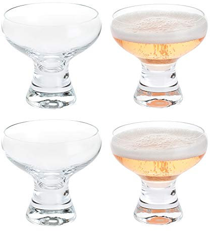 Dartington Crystal Juego de 4 copas de champán para champán, juego de 4 platillos, vintage, espresso, Martini, Prosecco, espumoso, para el hogar, bar, copas de vino (paquete de 4)