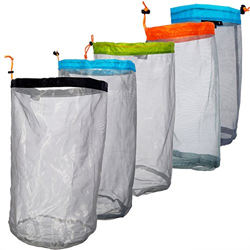 Tbest Sacchi di Materiale Ultraleggero Sacchetto di immagazzinaggio con Coulisse in Rete Campeggio Escursionismo visibilità Mesh Pouch 5 Dimensioni selezionabili(XXL Black)