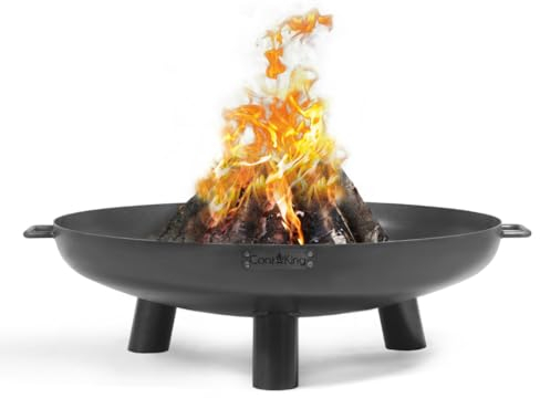 CookKing Bali Cuenco de Fuego Ø60cm - Barril de Fuego y Chimenea para Veladas Atmosféricas - Chimenea de Exterior - Chimenea de Terraza - Estufa de Jardín de Acero - Estufa de Leña - 68x60x20cm