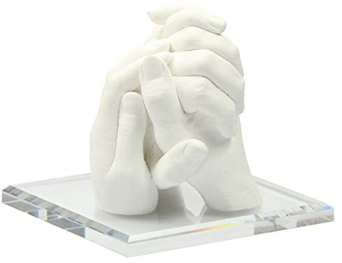 Lucky Hands Family avformningsset Trio | 3D familjehandavtryck gör-det-själv-set för 3 vuxna händer | gipsavtryck familj | Även för barn och tonåringar (inklusive akrylbas 18 x 18 cm | utan märkning)