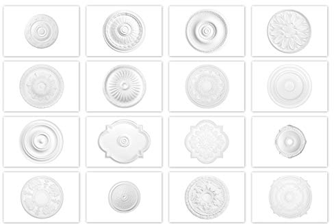 HEXIM Perfect Stuckrosette aus PU hartschaum - Deckenrosette weiß, Zierelement, Stuck (B3078, Ø 508mm) Wanddekoobjekt Innendekoration Dekor rund