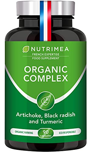 Organic Complex - Artichoke, Black Radish, Turmeric - 90 Vegetarian Capsules - GMO Free, Gluten Free, Lactose Free - French Expertise - Nutrimea
