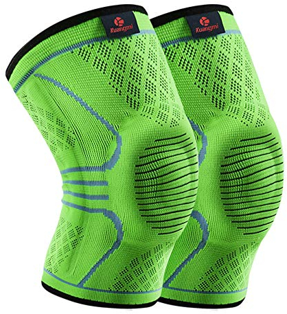 Kuangmi Sport Kniebandage mit Patella Gel Pads Seitenstabilisatoren,Medizinischer Knieschützer für Laufen, Meniskusriss,ACL,Arthritis,Gelenkschmerzlinderung (XXL, Upgraded Green)