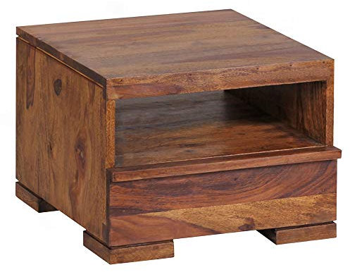 KADIMA DESIGN Nachtkonsole NAKO Massivholz: Schublade, Ablage, Landhausstil, pflegeleicht, montiert geliefert Farbe: Braun