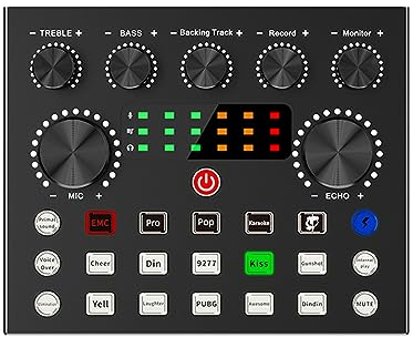 Tarjeta de Sonido de Mezclador de DJ, Kit de Mezclador de Sonido Multifuncional de Dos Canales, Tarjeta de Sonido en Vivo Tablero de Sonido de Mezclador de Audio Profesional, Grabación de PC Vlog Tran