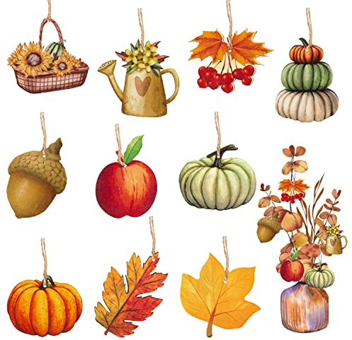 Haooryx Cute Colorful Ornament Party Decoration Christmas Tree Hanging Pendant Gift Tag Birthday New Year Xmas Party Wall Table Tree Window Gift Decorations Supplies (Realistic Autumn)