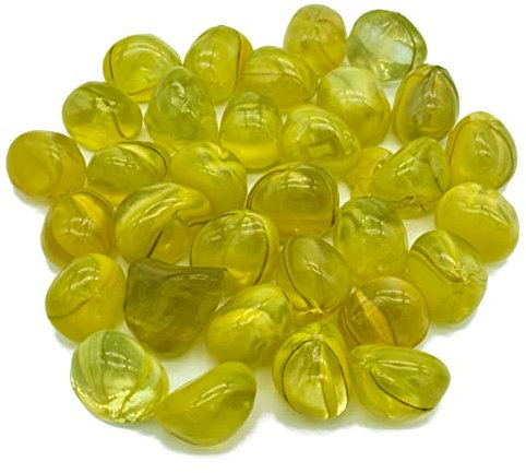 Pietre Colorate in Vetro per Decorare Vasi Contenitori Sassi Gemme Ciottoli 530gr Granulometria 20-30mm (Giallo)