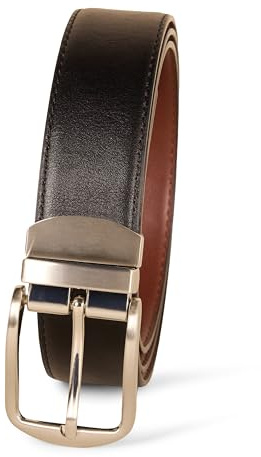 Amazon Essentials Men's Reversible Dress Belt, Black/Chestnut Brown, 38