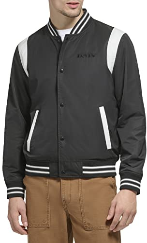Levi's Herren Colorblock Varsity Bomberjacke Jacke, Schwarze Racer-Streifen, XL