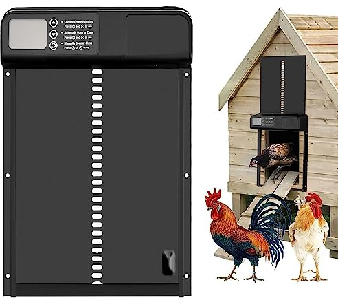 2023 New Automatisch Hühnertür Mit Lichtsensor, Elektrisch HüHnerstall HüHnerklappe HüHnertüR Für HüHnernest HüHnerhaus Entenhaus, Solar Türöffner Hühnerstall Lichtsensor Hühnerstalltüröffner