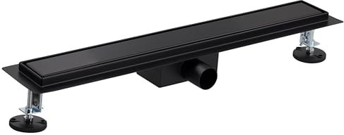 Caniveau extra plat pour douche italienne reversible finition noir mat/ou à carreler longueur 60 centimètres - Avec siphon anti odeur et filtre pour cheveux NOYON & THIEBAULT