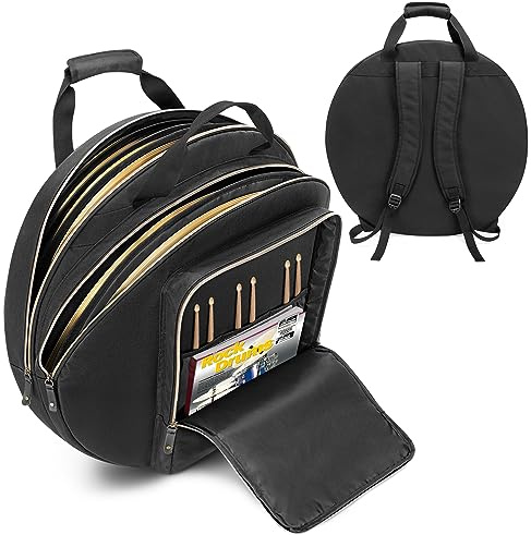 Damero 22 Tasche für Becken, Doppelschichtiges Beckentasche mit 6 mm gepolsterter Trennwand, Griffe und Rucksackgurte für Trommelbecken und Zubehör