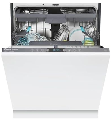 Candy Rapido' Lavastoviglie da Incasso 60 cm, 15 Coperti, 8 Programmi, Wi-Fi + BLE, App hOn, Smart Door, Partenza Ritardata 24h, Motore Inverter, Classe C, 59,7 x 55,5 x 81,8 cm, Bianca - CI 5C6F1A