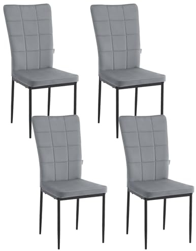 WOLTU Juego de 4 Sillas Comedor,Terciopelo,Gris Oscuro