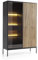 BETTSO - Sentino - Hochkommode - Schrank mit Glastür - Mehrzweckschrank - Aktenschrank - Komode - Kommode schwarz - Wohnzimmerschrank - Highboard Wohnzimmer - Schwarzgrau und Holzoptik Wotan-Eiche