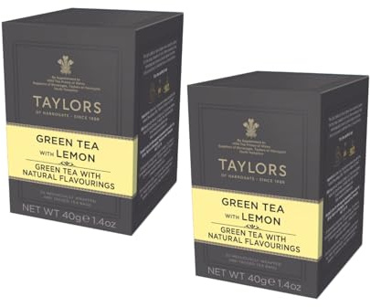 Taylors® | Citrongrönt te | Grönt te naturlig citronsmak - 2 x 20 tepåsar (2 x 40 gr) | Smaksatt grönt tefodral