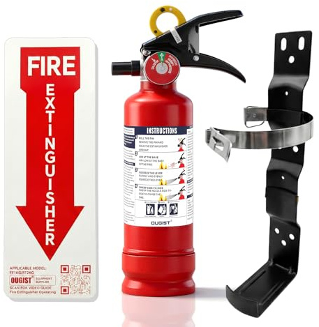 Ougist ABC Dry Chemical Fire Extinguisher with Wall Mount, 2.5 lb Agent