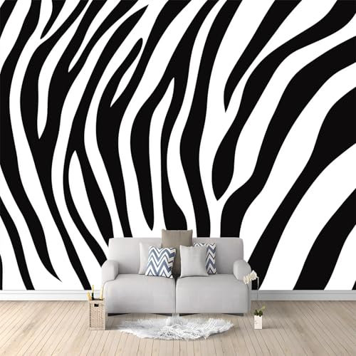Papel pintado fotográfico impreso Piel de cebra simple Papel pintado fotográfico de tejido no tejido 250 x 175 cm arte fotográfico pared de Blanco pintado de pared imagen de pare
