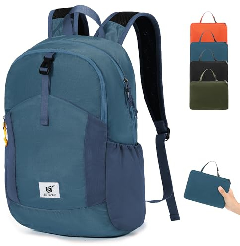 SKYSPER Faltbarer Rucksack RFID-Schutz, 20L kleiner Rucksack Wanderrucksack Damen Herren Tagesrucksack für Reisen Wandern