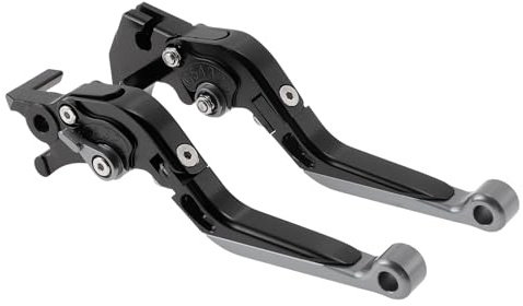 Motoforti Short Long Brake Clutch Levers for Yamaha MT125 14-21 6 Positon Adjustable Motorcycle Handlebar Brake Lever Aluminum Alloy Black Handle Titanium End