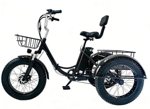 Triciclo Eléctrico Plegable Para Adultos,Bicicleta Eléctrica De 3 Ruedas de 20 Pulgadas,Cesta De La Compra,Bocina Y Pantalla Lcd,Capacidad De Carga De 200 Kg,Scooter De Ejercicio Para Personas Mayores