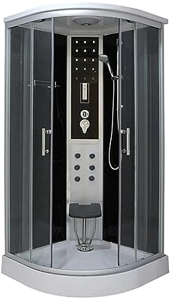 Sanotechnik Komplettduschkabine COMFORT BLACK, 100 x 100 x 215 cm, Dusche Set mit Kopf- und Handbrause, Massagedüsen, Mit Duschwanne, Sitz aufklappbar, Duschkabine komplett