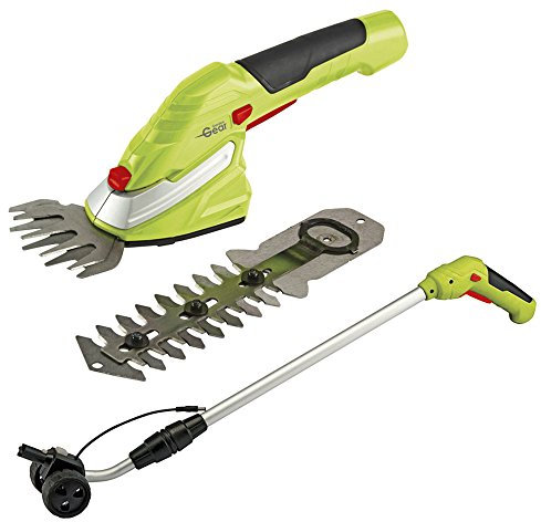 Garden Gear 7.2V Cordless Lightweight Hedge Trimming Shears, Wheel Attachment & Lithium-Ion Battery 90mm Cutting Blade