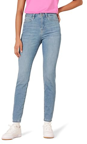 Amazon Essentials Jeans Skinny a Vita Alta - colori fuori produzione Donna, Delavé Chiaro, 46