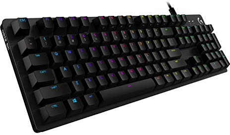 Logitech G512 Mechanical Gaming Keyboard Special Edition,RGB Lightsync Backlit Keys,GX Blue Clicky Key Switches,Brushed Aluminum Case,Customizable F-Keys,USB Pass Through,QWERTY UK Layout - Black
