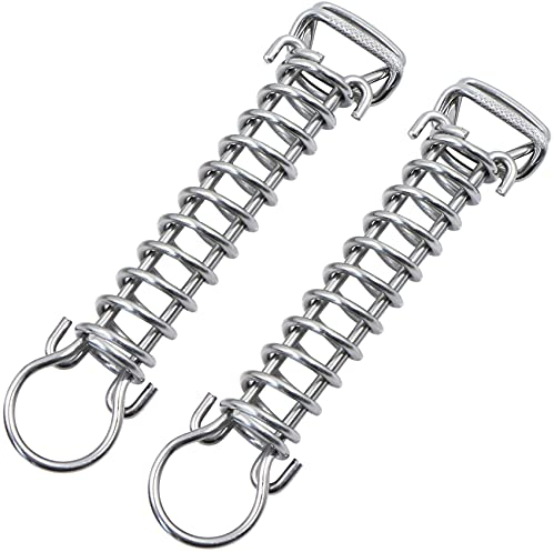 Ressort de tension Ressort de traction avec double crochet - Accessoires de fixation, Voiles d'ombrage, Ressort en acier pour tente, store, bateau, caravane, 2 pièces, Acier inoxydable Argent