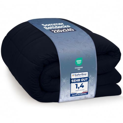 Utopia Bedding Edredón Ligero 200 g/m²,220x240cm,Cama 135/150,Azul Marino | Edredón Fresco y Transpirable De Que Transmite Ligereza, Ideal Para Un Sueño Cómodo y Reparador En Noches Cálidas
