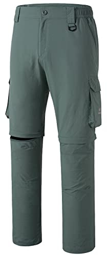 BASSDASH Men’s Outdoor Quick Dry Convertible Pants Zip-Off Water Resistant Lightweight Fishing Hiking Cargo Shorts UPF50+ Pond Green