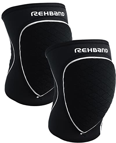 Rehband Knieschützer für Volleyball, Handball & Hallensport, Neopren Knieschoner komfortabel & enganliegend, Sport-Knieprotektor für Damen & Herren, Farbe:Schwarz - 1 Paar, Größe:S