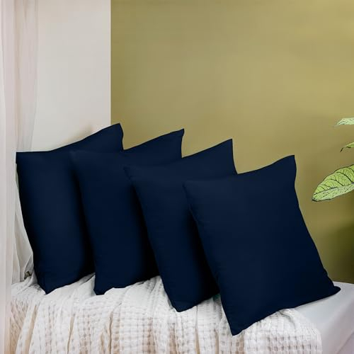 Utopia Bedding - Kissenbezug 80x80 4er Set - Kopfkissenbezug 80 x 80 aus 100% gebürsteter Mikrofaser mit Umschlagverschluss - Falten-, verblassen- und schmutzabweisende Kissenbezüge 80x80 - Marineblau
