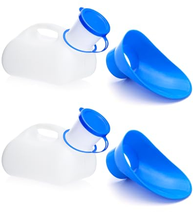 QWORK® 2 Pièces Urinoir Unisexe pour Voiture, Bouteille d'urine Portable, avec Couvercle, pour Voiture, Camping, Voyage, extérieur, 1000 ML