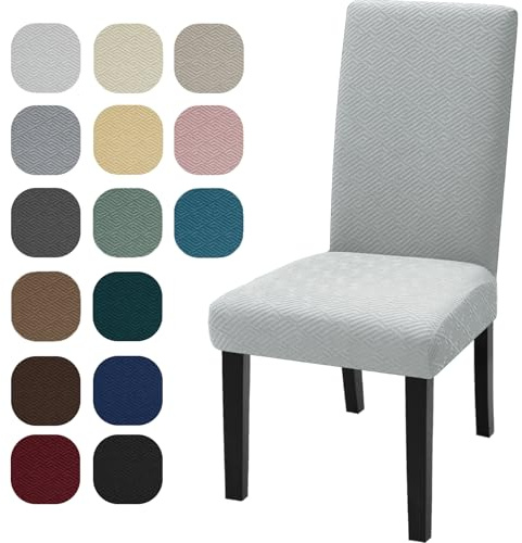 YSTELLAA Fundas para Sillas De Comedor Pack 4, Gris Plata | Fundas Sillas Elástico, Ajustables, Chair Cover, Modernas, Lavables, Suaves Y Cómodas, Decoración para Banquetes/Salones