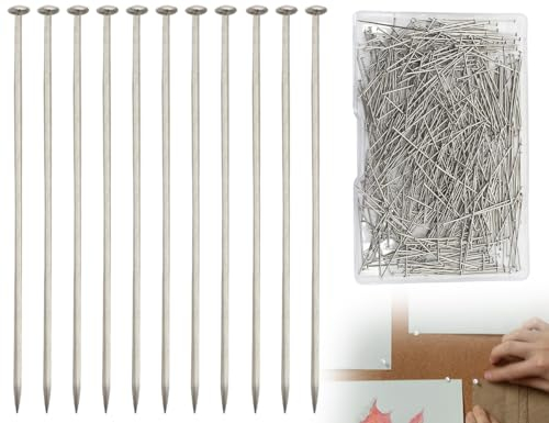 KAPSING 500 Stück Edelstahl Kopfstifte Metallstifte, Stecknadeln mit Kopf, 26mm Lange Feine Satin Sewing Pin, Gerade Stifte Perlenstift Für Handwerk Basteln & Nähen, 0.6 mm Dicke