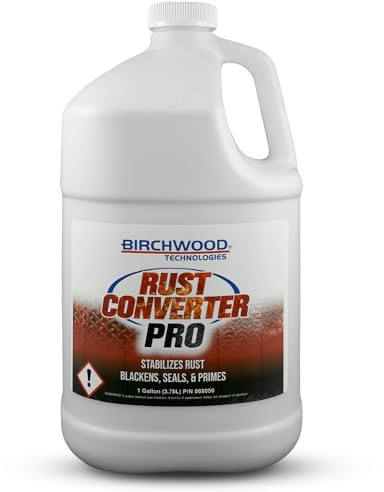 Birchwood Rust Converter PRO Technologies – Thick Concentrate for Better Coverage – 4-in-1: Converts Rust, Blackens, Seals & Primes – Professional-Grade, Water-Based (1 Gallon)